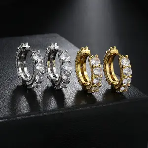 UJ Hip Hop High Quality Fully Inlaid Zircon Earrings  Fashionable and Versatile for Man and Woman
