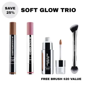 sacheu Soft Glow STAY-N Trio | Blush, Contour & Liquid Highlighter Trio | Soft Glam Everyday Set
