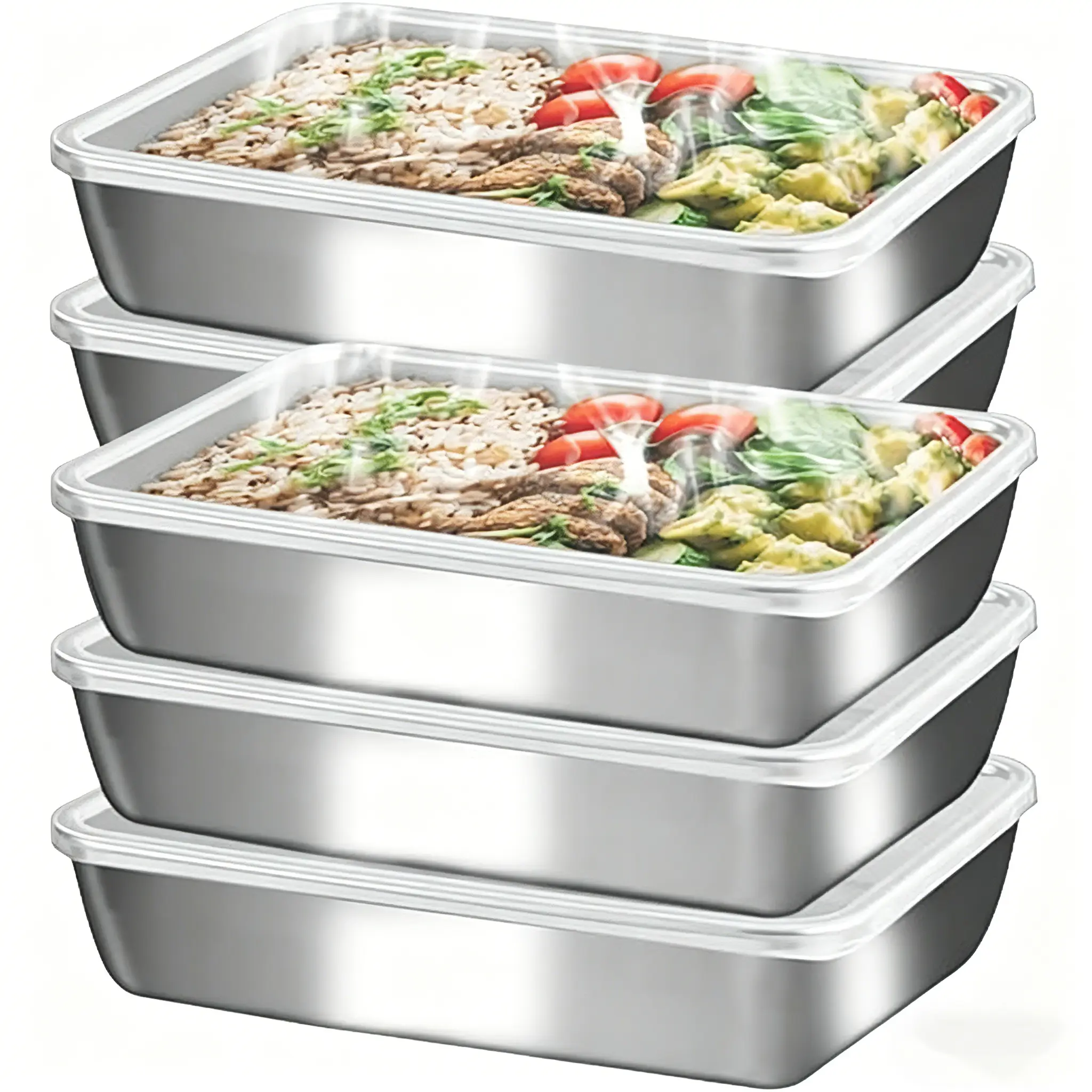 Stainless Steel Fresh-Keeping Box, Airtight Leakproof Food Storage Container with Lid, Food Grade Metal Lunch Box for Meal Prep, Reusable BPA-Free Kitchen Storage for Fridge, Office, School, Picnic, Camping & Travel