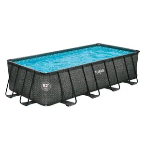 Funsicle 18 Ft Oasis Designer Lap Above Ground Pool w/ Pump, Dark Herringbone