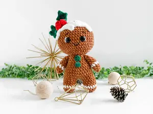 Yarny Bear - Gingerbread Crochet , Crochet Decor, Plush, Christmas Toy, Christmas Amigurumi