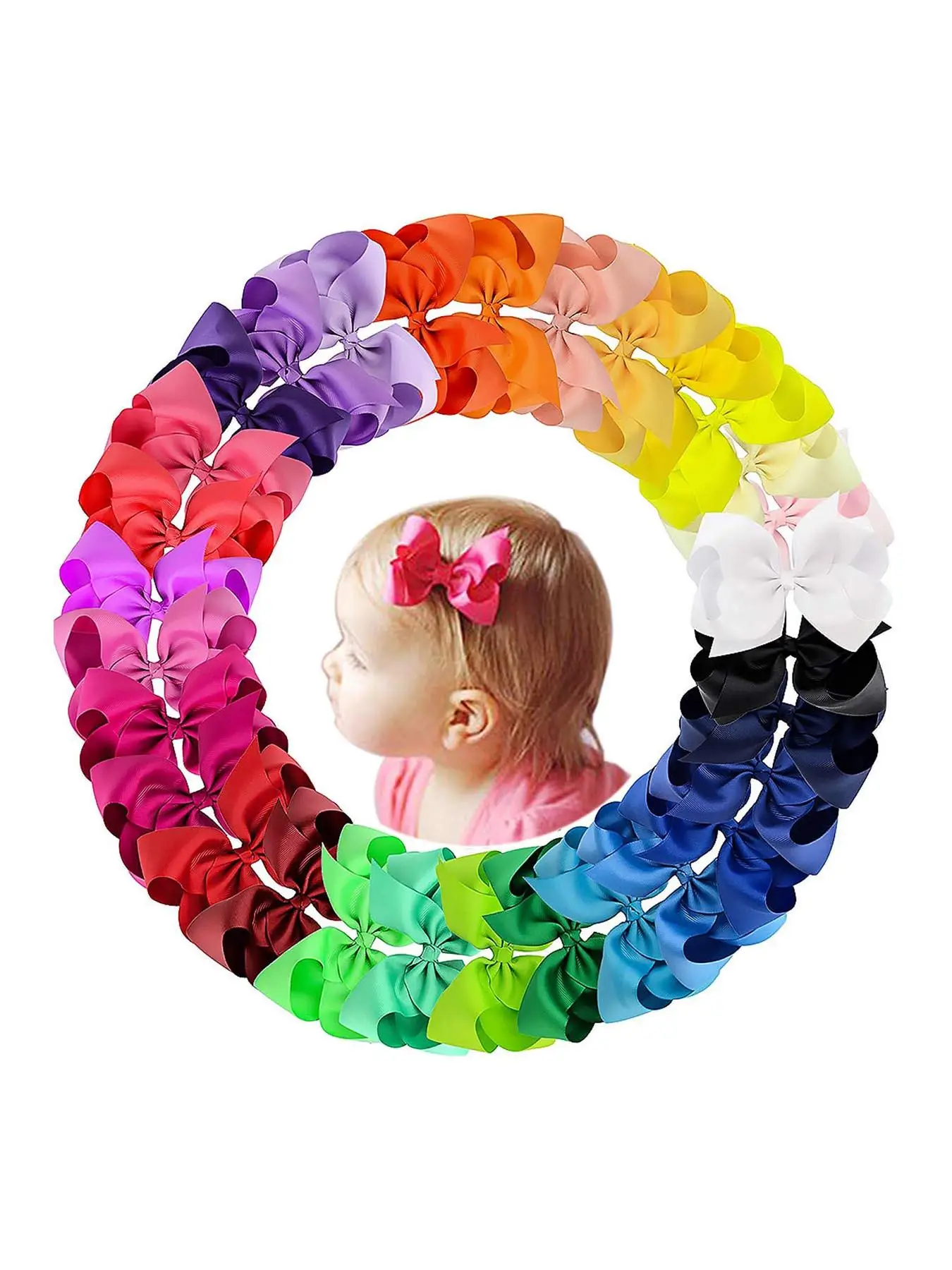30pcs/set Kid's Colorful Bow Design Hair Clip, Cute Solid Color Hair Accessories For Girls