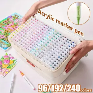 Languo 96/192/240 Color Liquid Acrylic Paint Markers Set, Thick Storage Bag Included, Stackable Pens for Scrapbooking & Crafts
