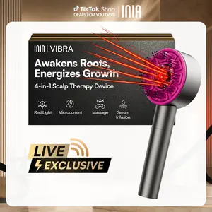 【LIVE EXCLUSIVE】INIA VIBRA 4-in-1 Scalp Therapy Device, Red Light, Microcurrent, Massage, Serum Infusion, Scalp Massager Beauty Device, Waterproof & Wet/Dry Use, Perfect Holiday Gift,Summer Beauty Gift Ideas