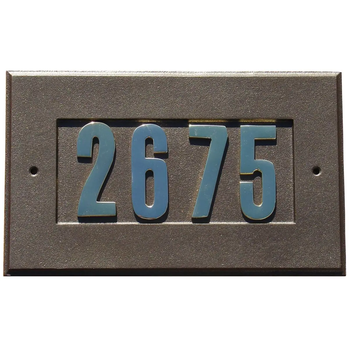 212 MAIN House Number Plate Sign, 9 in. Powder Coated Aluminium Decor Plaque, 3 in. Gold Brass Numbers, Bronze Finish, Mount-Compatible Mailbox & Home Decor Accessory