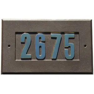 212 MAIN Manchester House Number Plate, 9 in. Powder Coated Aluminium Decor Plaque, 3 in. Gold Brass Numbers, Bronze Finish, Mount-Compatible Mailbox & Home Decor Accessory