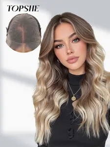 Topshe 13x6 Glueless Lace Front Wig, Glueless Lace Frontal, Ombre Dark Root to Silver Color, Long Curly Hair, High Temperature Resistant, Comfortable and Natural Look
