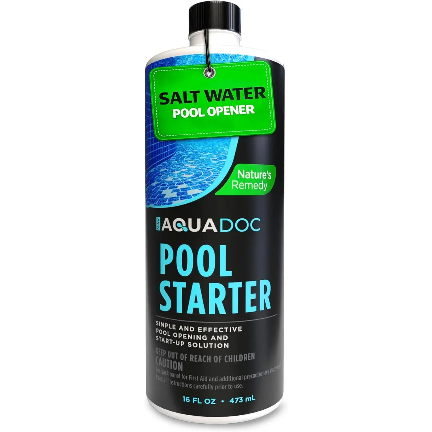 AquaDoc Saltwater Pool Starter Enzyme Treatment - 16 oz Treats up to 15,000 Gallons - Saltwater Pool Opening Chemical for Above Ground and Inground Pools - Made in USA