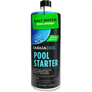 AquaDoc Saltwater Pool Starter Enzyme Treatment - 16 oz Treats up to 15,000 Gallons - Saltwater Pool Opening Chemical for Above Ground and Inground Pools - Made in USA
