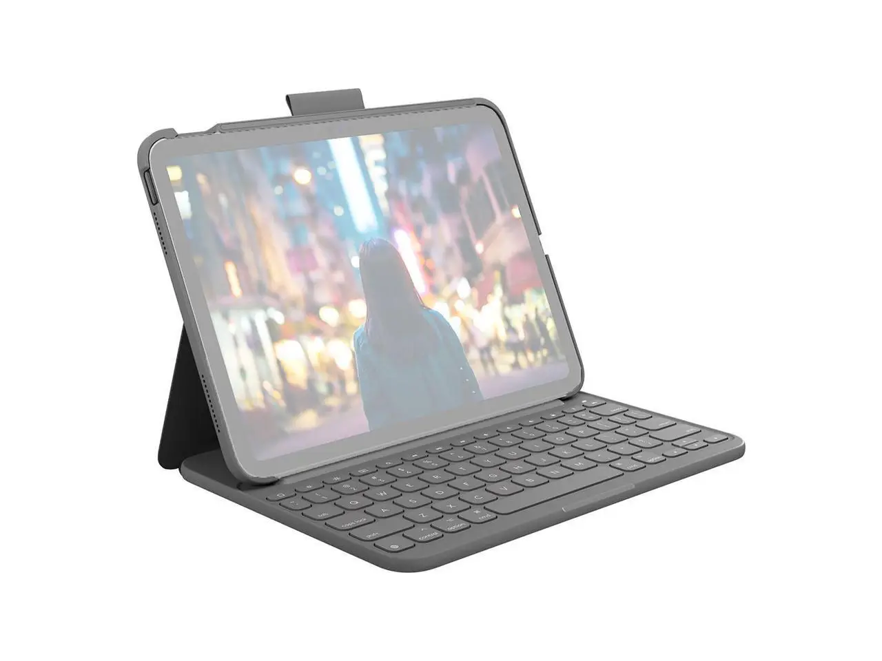 Logitech Slim Folio Protective Bluetooth Keyboard Case for Apple iPad 10.9" 10th Gen, Oxford Gray