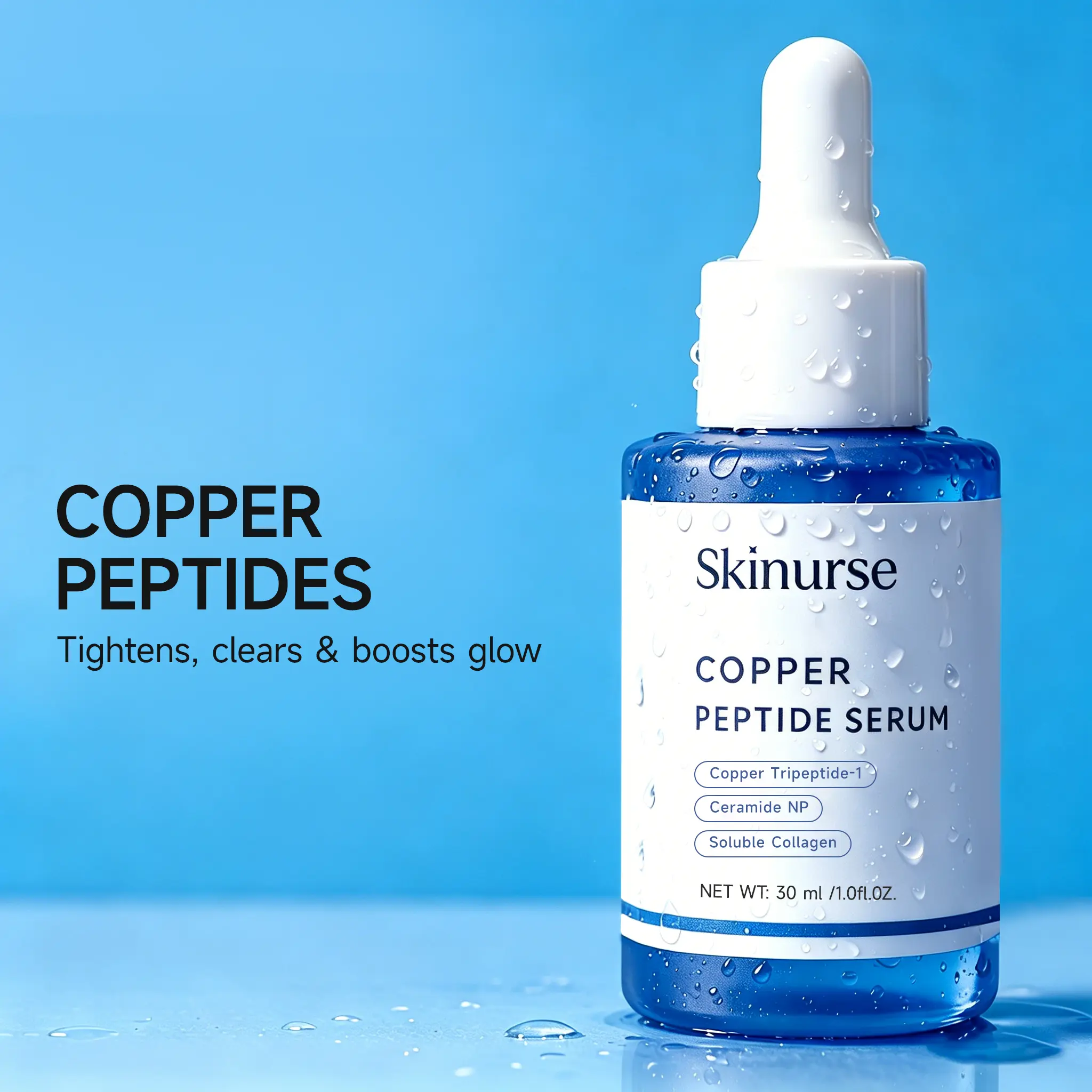 GHK-Cu Copper Peptide Serum – Hydrating Formula with Hyaluronic Acid for a Firmer and Bouncy Look Skin Repair Sensitive Brightening Solution