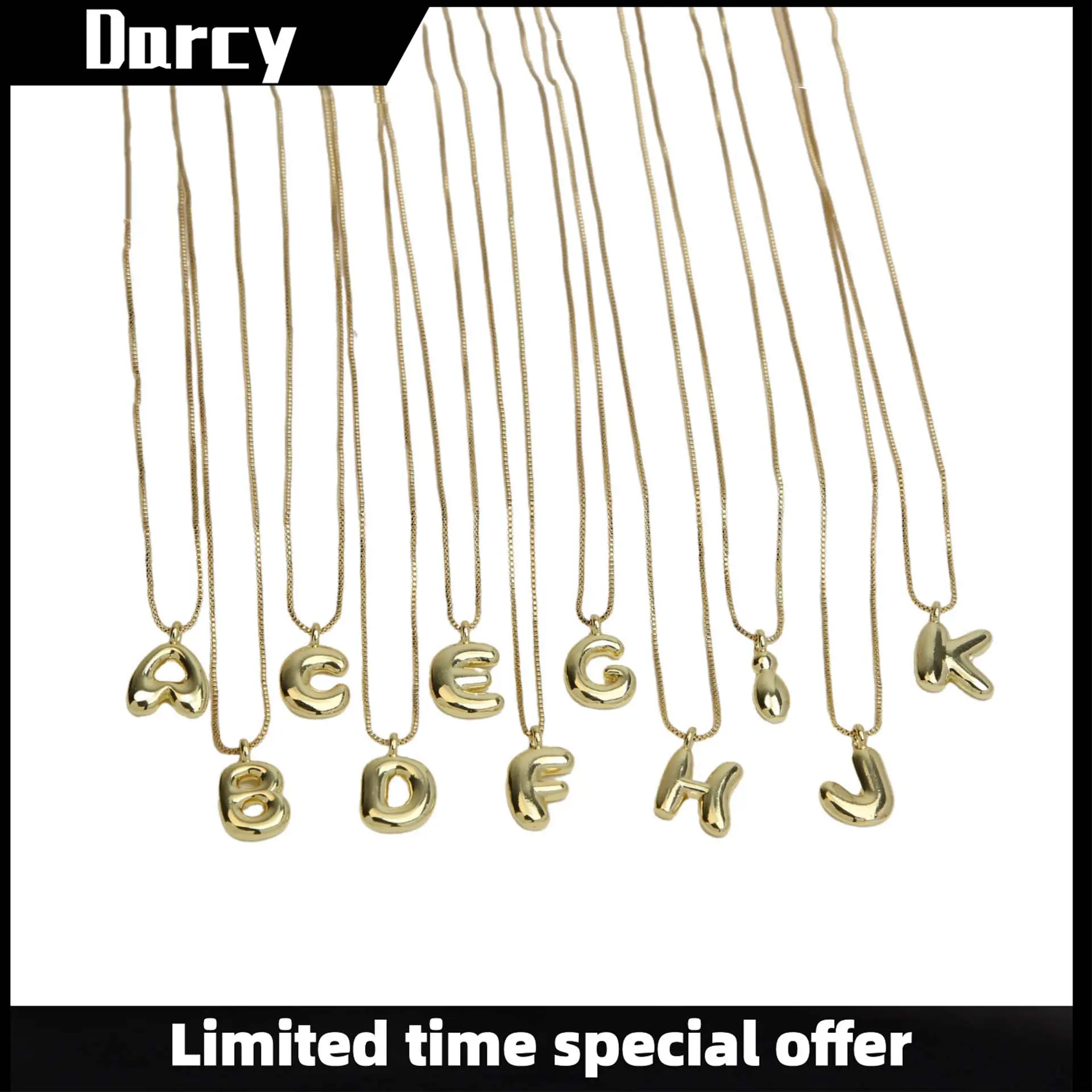 Unisex Glossy Bubble Balloon 26-Letter Box Chain Necklace, Casual Daily Punk Jewelry with Cute Chubby Design, Trendy Personality Accessory (None Artificial Gemstone, Yes Stylish Fashion Pick), Balloon Bubble Cute Chubby