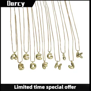 Simple and fashionable glossy balloon bubble cute chubby 26 letter box chain necklace trendy personality punk jewelry