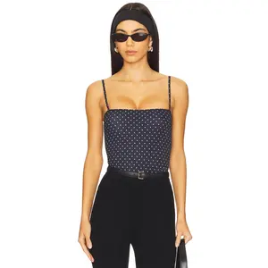 Commando Classic Print Straight Cami Bodysuit in Black & White Polka Dot