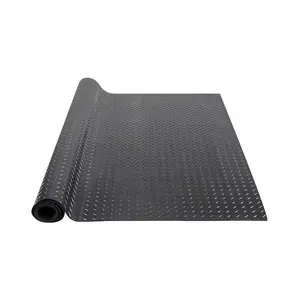 fathersdaygift VEVOR Diamond-Plate Rubber Flooring Roll, 3 mmx 4 ftx 6 ft Garage Floor Mat, SBR Rubber Garage Flooring Roll, Easy to Clean, Diamond Plate Rubber Mat for Under Cars, Garage Industry Gym, Black