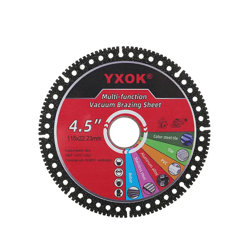 YXOK  1PCS 4.5-Inch Multi-Material Diamond Cutting Discs for Angle Grinder, Ultra-Thin Dry Blades for Wood, Tile, Ceramic, Marble, Granite, Stone & Metal
