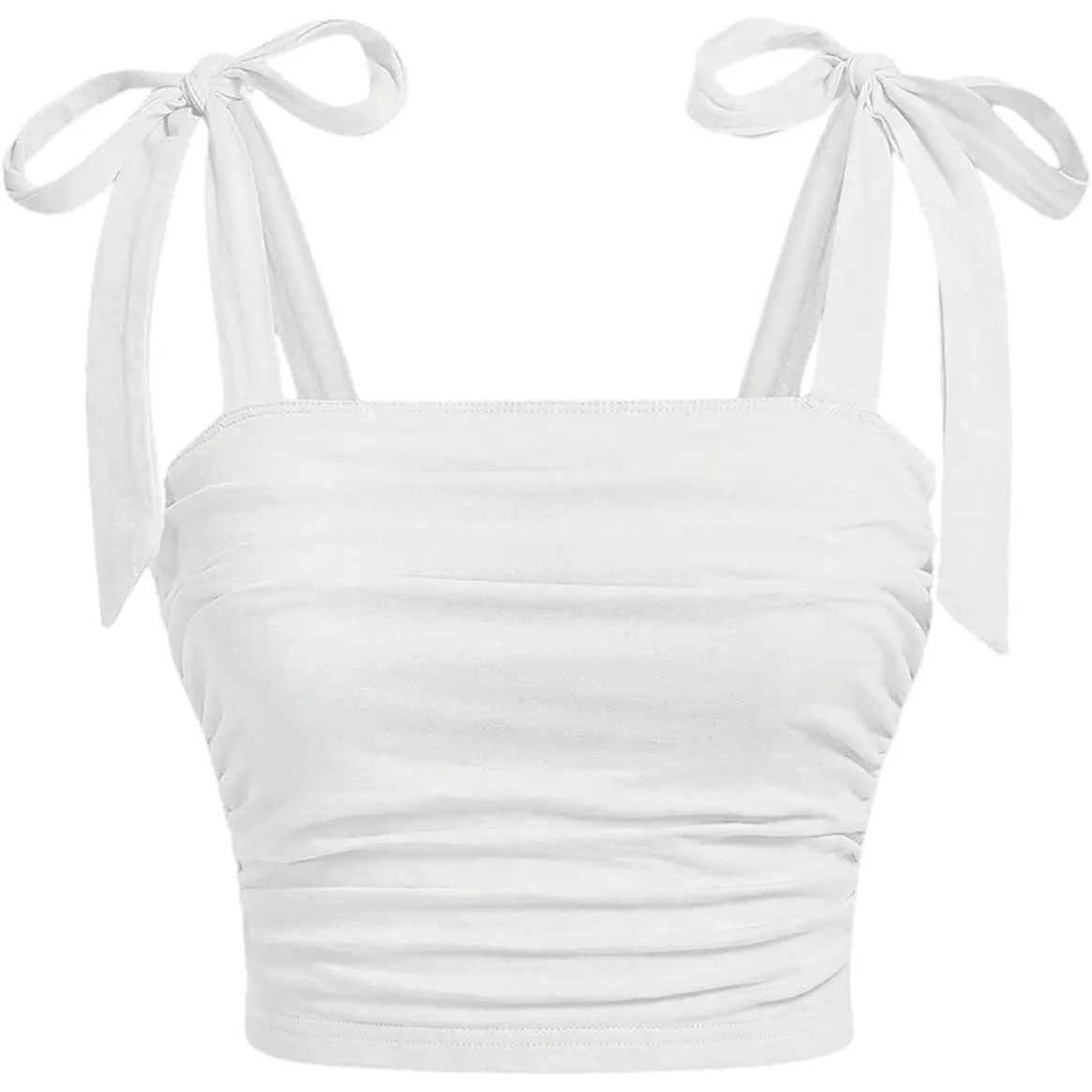 Women's Knot Tie Shoulder Crop Cami Top Sleeveless Ruched Y2k Going Out Tops