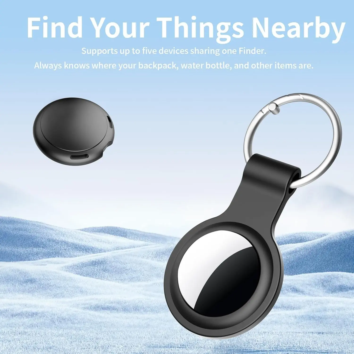 Apple MFi Certified Compact GPS Tracker Device - Wireless Key Finder, Alarm, iOS Only, for iOS Find My App, iPhone/iPad, Global Tracking, Water Resistant, Replaceable Battery (Lasts Up to a Year), Key Ring (Car Electronics Accessory), Bluetooth, Portable