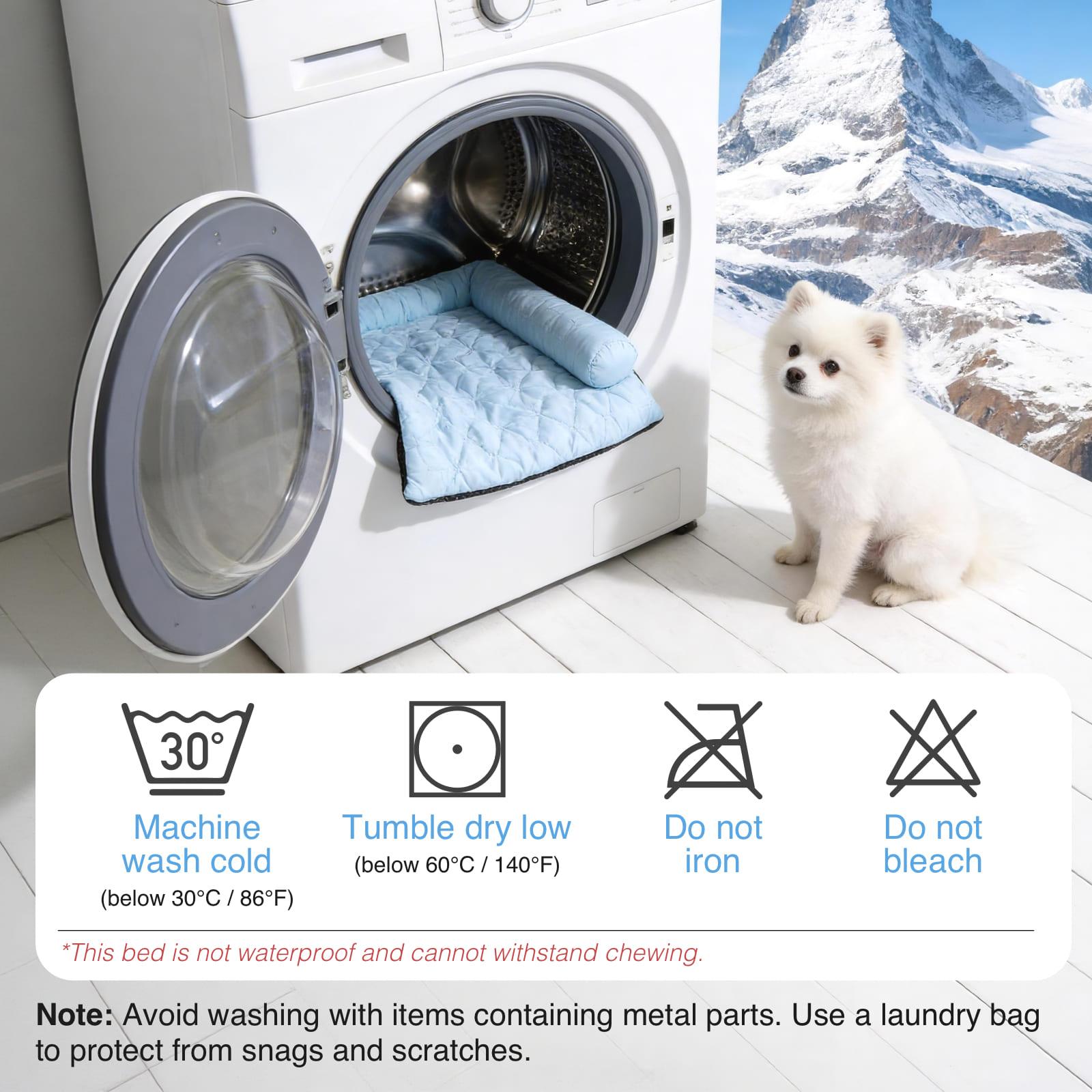 Elevated Large Cooling Dog Bed with Neck Support Headrest - Instant Cooling Silk Fabric, Washable Anti-Slip Mat, Portable Built-In Pillow for Small to Large Dogs & Cats Up to 40lbs (Summer Use)