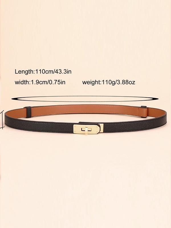 Adjustable Thin Belts For Womens Skinny Belts For Dresses Womens Solid Color Alloy Turn Lock Belts For Jeans