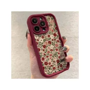 1pc Burgundy Gradient Minimalist Print Phone Case Compatible With IPhone 16, 15 Pro Max, 14 Plus, 13, 12, 11 ProMax