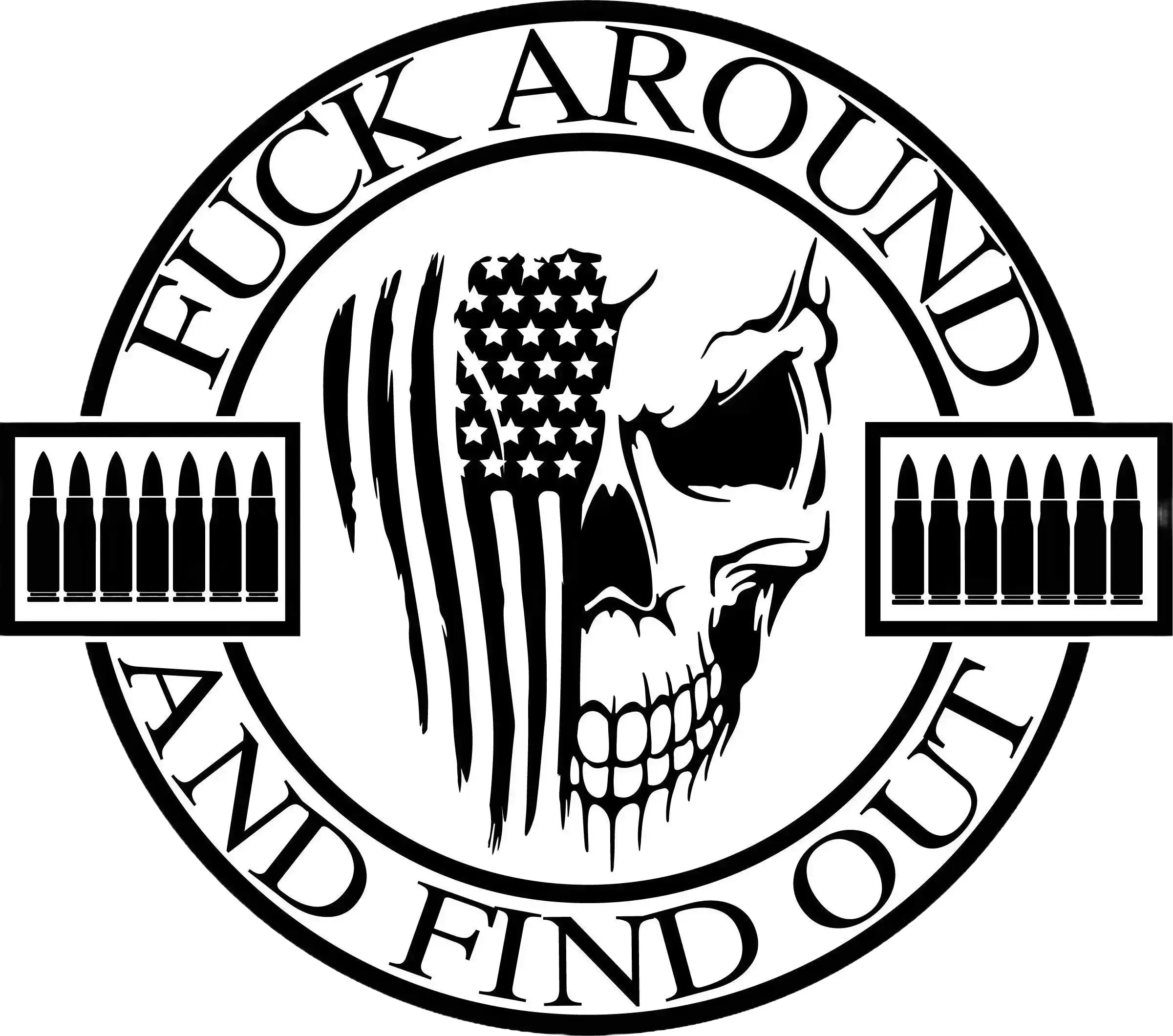 FAFO America/Skull Round Premium Vinyl Decal