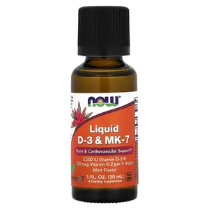 NOW Foods Liquid D-3 & MK-7, Mint, 1 fl oz (30 ml)