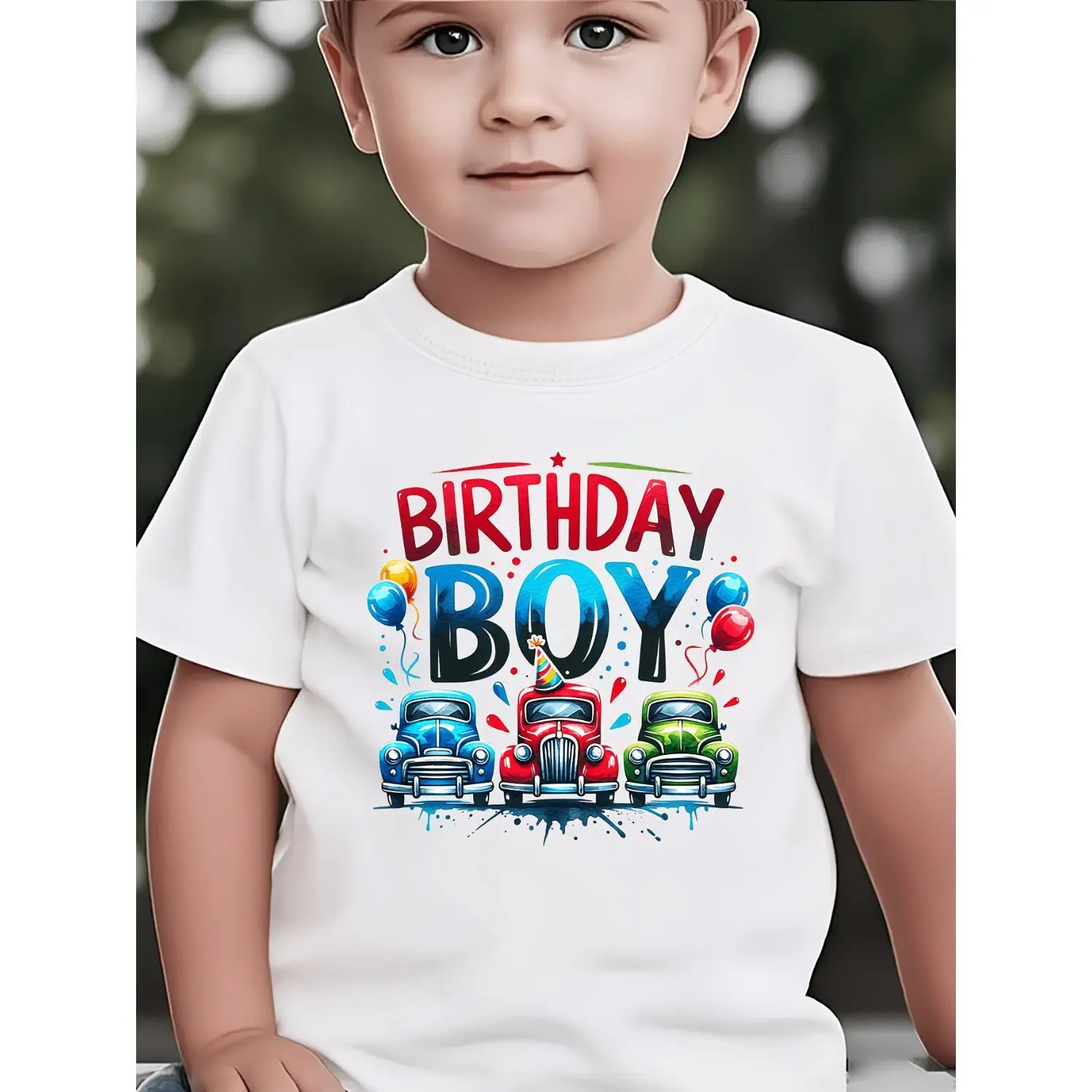 Birthday Truck Print Creative Trendy Casual T-Shirt