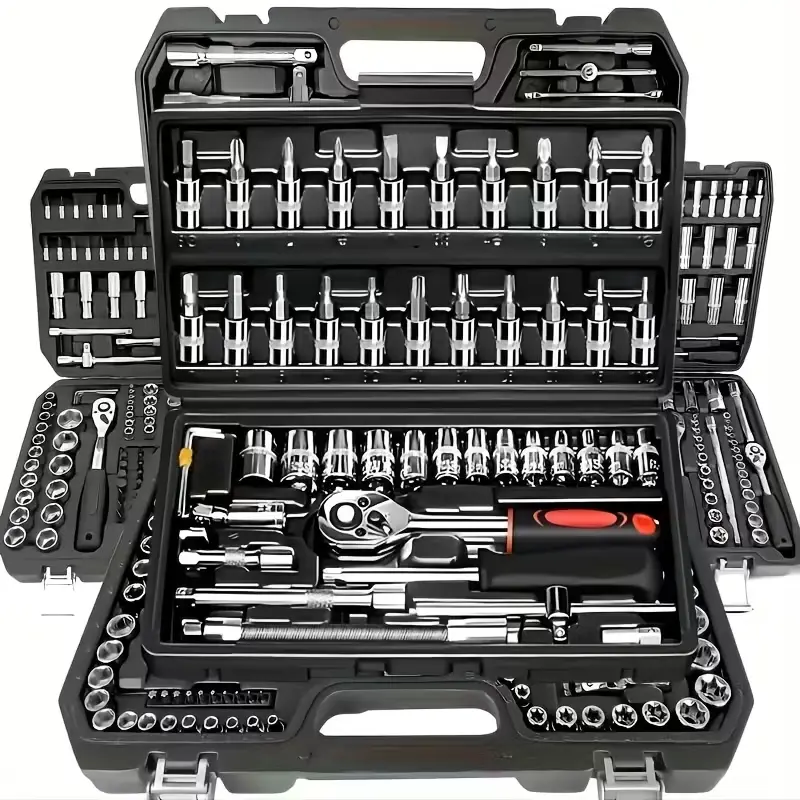 46-Piece Heavy-Duty Automotive Mechanic Tool Kit Set - Combination Wrench Set, Hex Wrench, Screwdrivers, Pliers for Car Repair, Bicycle Repair