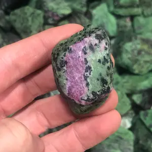 New Moon Beginnings Raw Ruby In Zoisite Stone - Natural Mineral with Green and Purple Colors