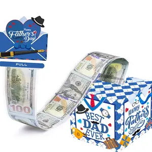 Father's Day Money Box Gift Set, Fathers Day Present, Surprise Savings Box with Cards and Cash Holder, DIY Father's Day Cash Box, Includes 50 Transparent Bags, Gift Package