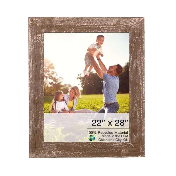 360 stand Handcrafted Reclaimed Wooden Espresso Rustic Farmhouse Picture Frame - 22x28in Character Home Decor Wall Decor Photo Holder with Unique Look, Home Supplies, Decorative, 22X28"