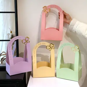5-Pack Mother's Day Valentine Handheld Flower Boxes, Floral Packaging Materials, Bouquet Gift Bags, Wedding Flower Arrangement Boxes, Holiday Gift Boxes, Creative Gift Packaging