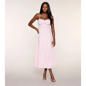 Brunch Booked Gingham Print A-Line Midi Dress