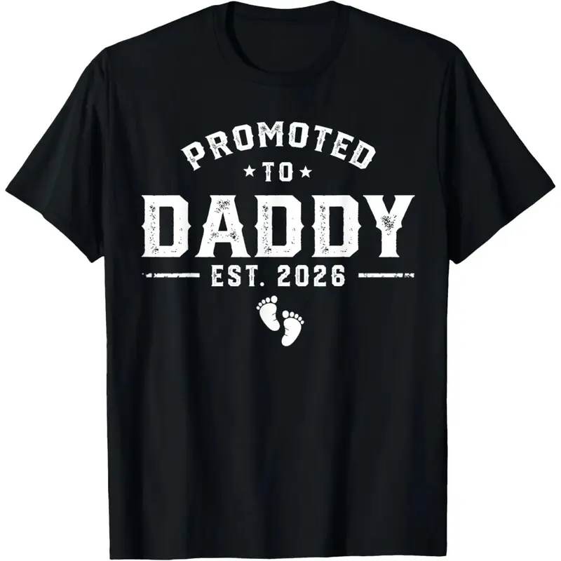Daddy Est 2026 Daddy To Be New Dad 2026 T-Shirt Pure Cotton Graphic Tees Menswear Top: Gifts for Men & Women