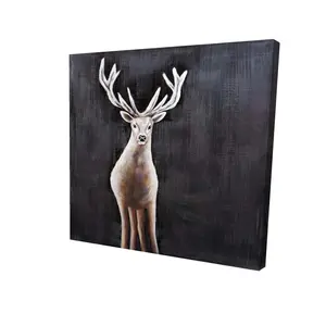 212 MAIN High-Def Minimalist Nature Deer Landscape Print - 24x24 in White Wall Art, Bedroom Modern Home Decor (Model 2080-2424-AN128), Nature Artwork