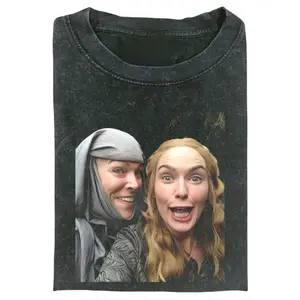 Game Of Thrones Selfie Graphic T-Shirt, Cersei Lannister Nun Shame Walk Funny Face Close Up, Unisex Streetwear Tee For GOT Fans, Retro Meme Aesthetic Outfit