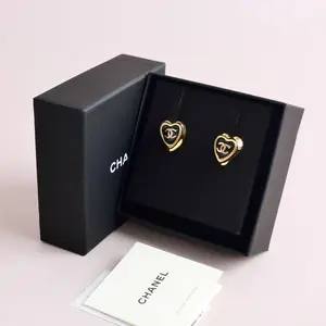 Pre-owned Chanel 25B Heart Enamel Stud Earrings 0514GIA