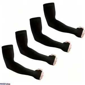4 Pairs UV Protection Arm Sleeves - Cooling Compression Sleeves for Men & Women, Lightweight Summer Wear for Cycling, Driving