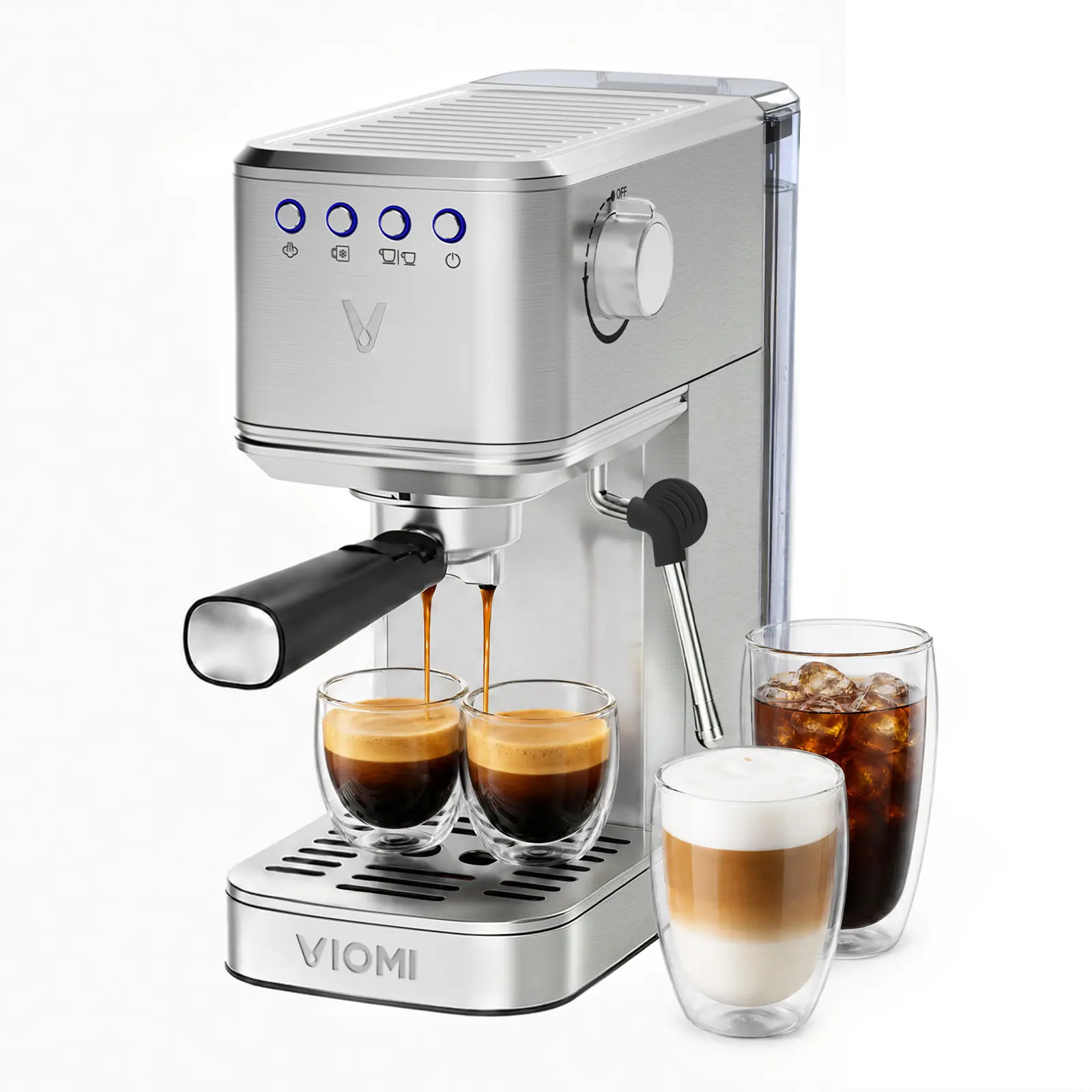 VIOMI T1A  20 Bar Espresso Machine, Cold Brew Coffee Machine with 37oz Removable Water Tank, Espresso Maker with Milk Frother, Latte Machines for Home Barista, Latte, Cappuccino Machine, Silver