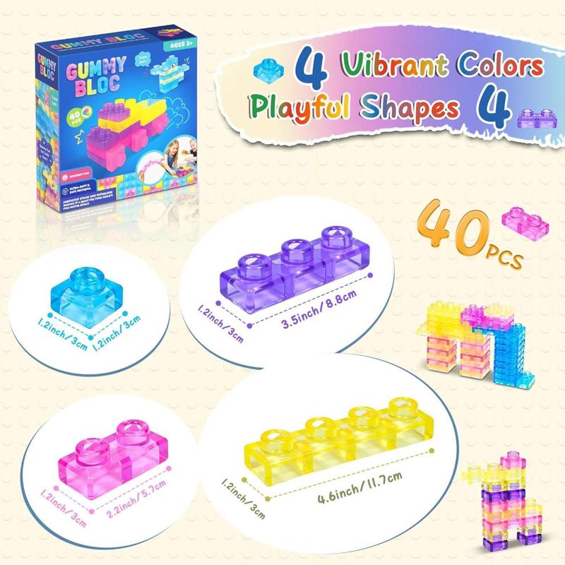 40 PCS Soft Building Blocks for Toddlers Montessori Squishy Stacking Toy Set Squeezable Stretchable Early Learning Construction Playset Multicolor Puzzle Blocks for Creative Play Safe for Tiny Hands
