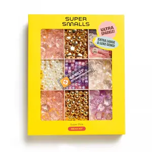Super Smalls Pink and Purple Bead Kit - 6 Stretchy String Sets for Jewelry Making with Beads, Alphabet Beads, and Gold, Pearl & Gem Accents