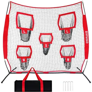 7x7ft Football Throwing Net, Football  Net,Target Practice with 5 Different Sized L/M/S Targets |  for Quarterback | Includes Compact Carrying Bag