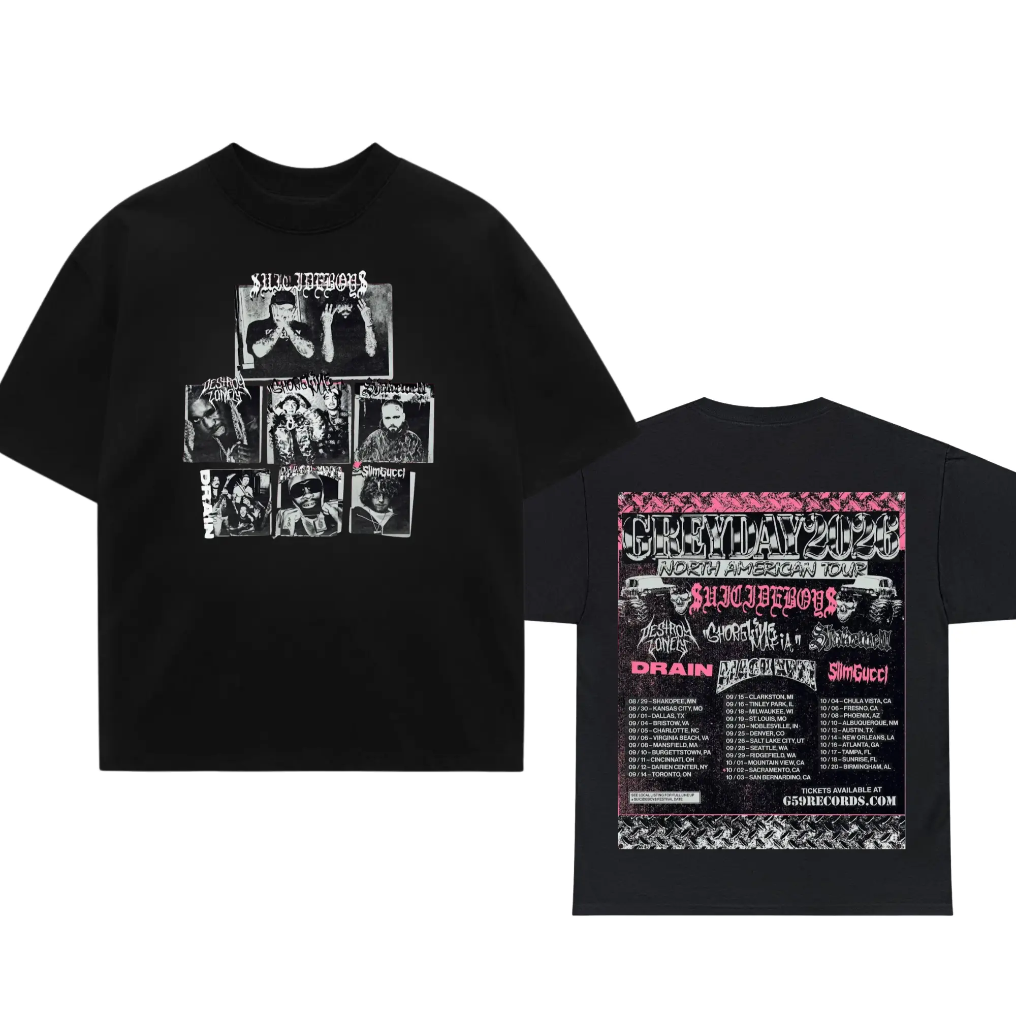 Grey Day 2026 Tour Shirt, icideboys G59 Merch, Unisex Rapper Clothing