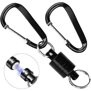Quick Release  with 2 count  D Ring Carabiners Landing Holder Screw Locking Buckle Hook D Shape Spring Snap  Clips for Fly Fishing  Metal Hooks