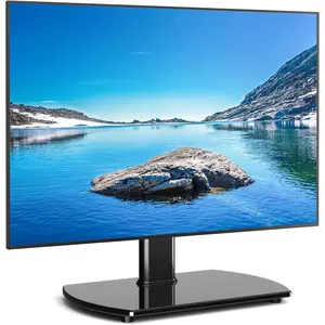 Universal swivel TV stand for 27–50/55/60-inch TVs, height-adjustable tabletop TV stand mount that supports up to 88 lb, pedestal TV stands with tempered glass base, replacement TV mount stand