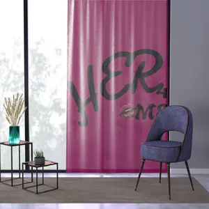 Her4Me Window Curtain | Script Typography with Butterfly Kisses Lip Graphic