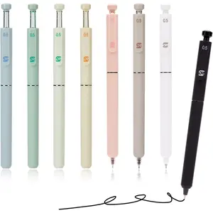 8 count Aesthetic Retractable Gel Pens, Quick ying Fine Point 0.5mm Black Ink Pen, Extra Smoooth Writing Pens for Journaling, Note Taking, Cute Stationery School Office Supplies  for Women and Man