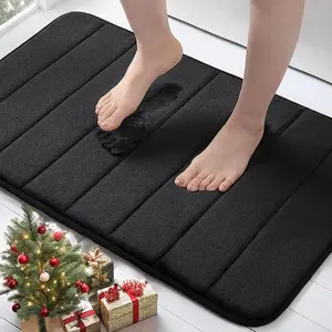Memory Foam Bath Mat, 24" x 16", Ultra Soft and Non-Slip Bathroom Rugs, Water Absorbent and Machine Washable Bath Rug for Bathroom, Shower, and Tub, Black