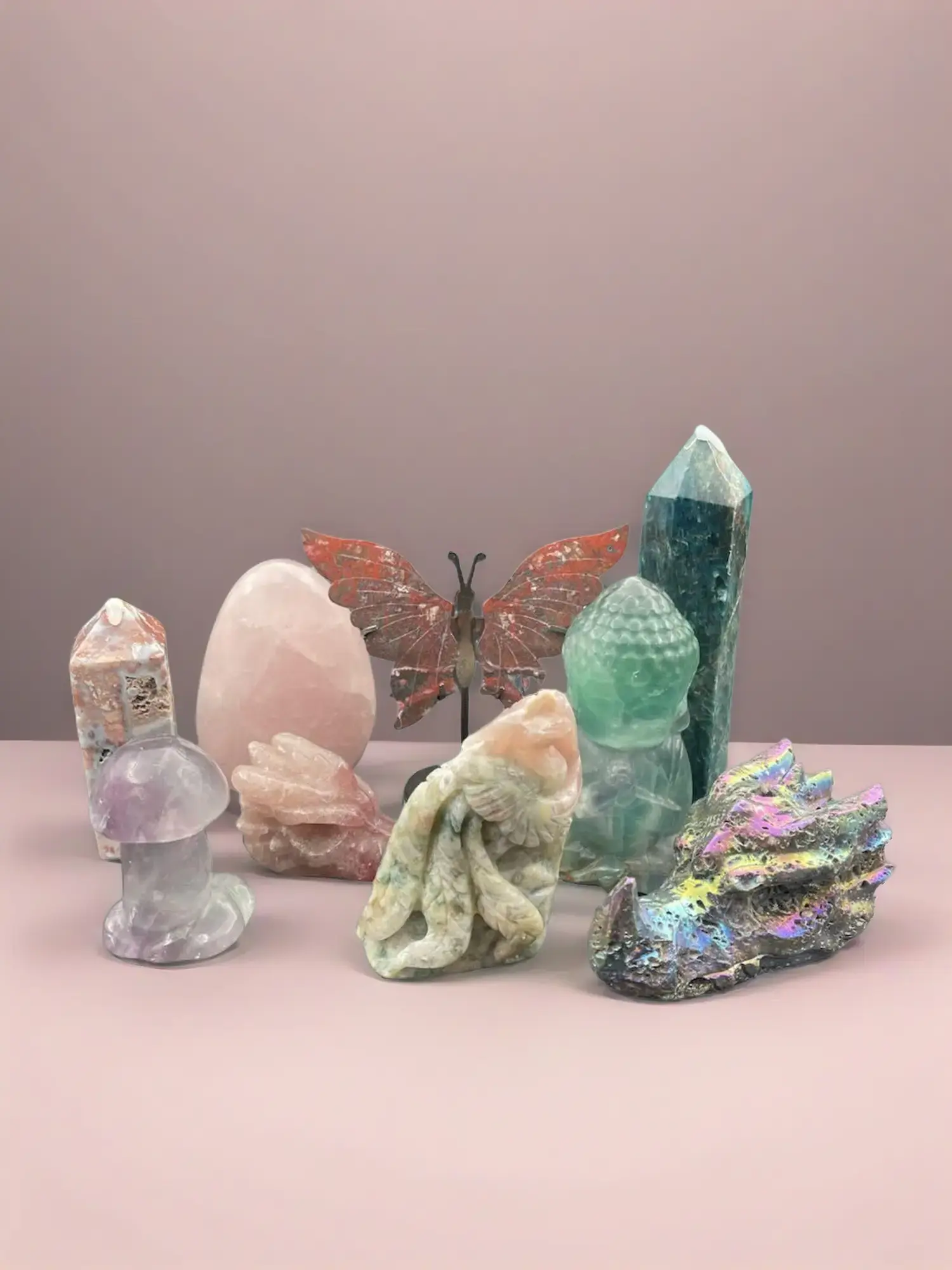 Genuine Crystal DIRECT BUY Product - Natural Crystal Decorations in Spheres Towers & Flames High